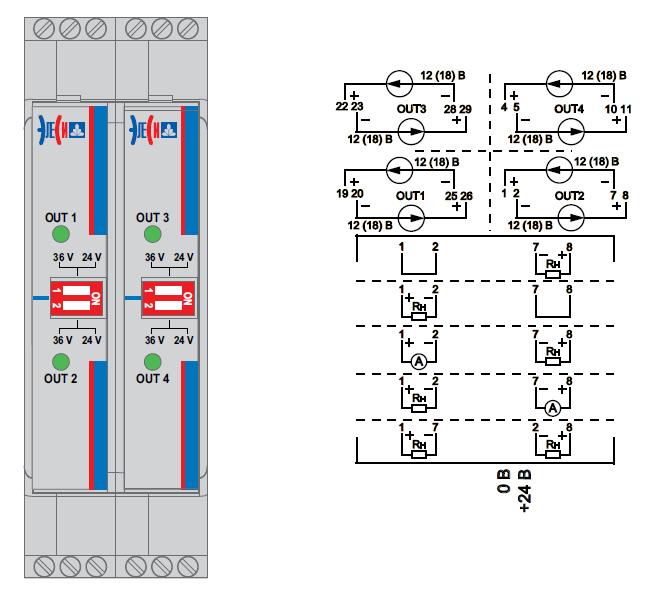 Схема подключения EF 24DC/24DC-0.05 4