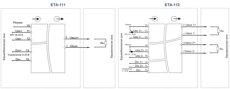 Схема подключения ET A 151, ET A 152